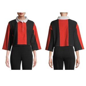 PSK Collective Women's Authentic‎ Crop Rugby Jersey 2 Button Frnot Tops Large